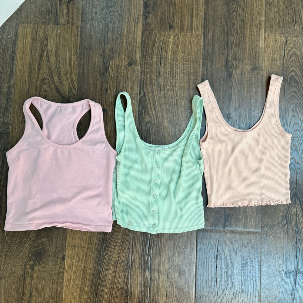 Women’s Ribbed Tank Top - Pink, Mint & Peach (3-Pack)